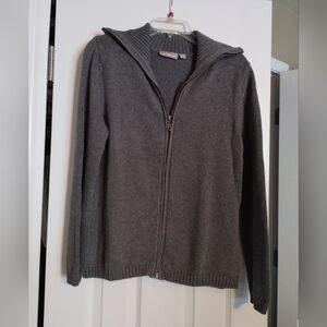 Croft & Barrow Women's Charcoal Gray Zip-Up Sweater Size M